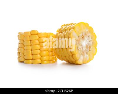 Fresh cut corn cob on white background Stock Photo