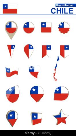 Chile Flag Collection. Big set for design. Vector Illustration. Stock Vector