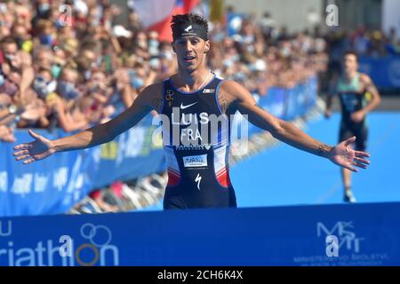 Karlovy Vary, Czech Republic. 13th Sep, 2020. Triathlon World Cup race in Karlovy Vary, Czech Republic, on September 13, 2020. Vincent Luis from France. Credit: Slavomir Kubes/CTK Photo/Alamy Live News Stock Photo