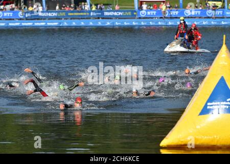 Karlovy Vary, Czech Republic. 13th Sep, 2020. Triathlon World Cup race in Karlovy Vary, Czech Republic, on September 13, 2020. Credit: Slavomir Kubes/CTK Photo/Alamy Live News Stock Photo