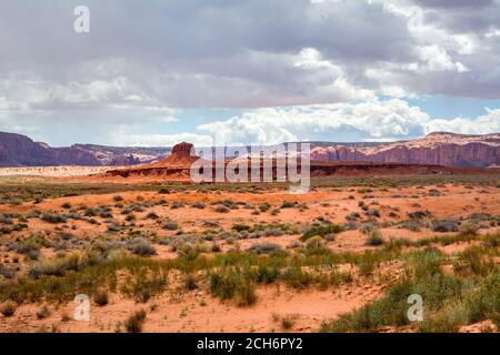 Red sandy desert at Monument Valley, Arizona, USA Stock Photo