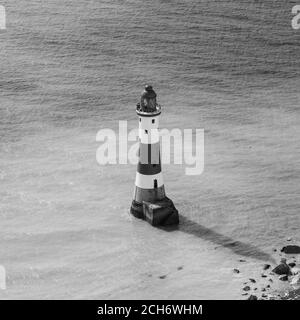 Monochrome Beach Head Lighthouse Stock Photo