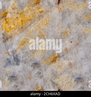 Light quartz texture with yellow and light grey spots. Seamless square background, tile ready. Stock Photo