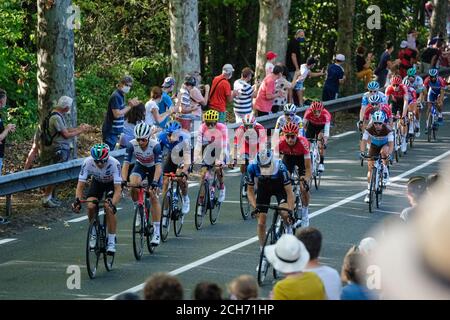 On 12/09/2020, Tassin la Demi-Lune, Auvergne-Rhône-Alpes, France. 14th stage of the Tour de France 2020 between Clermont-Ferrand and Lyon. Passing of Stock Photo