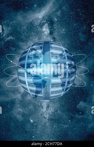 Digital high tech world planet earth concept Stock Photo