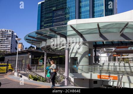 Parramatta bus and train station interchange in Western Sydney,NSW,Australia Stock Photo