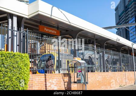 Parramatta bus and train station interchange in Western Sydney,NSW,Australia Stock Photo