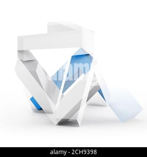 Abstract digital graphic background, geometric installation isolated on white background. Double exposure mixed media effect, square 3d rendering illu Stock Photo