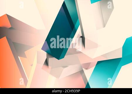 Abstract colorful low poly cgi background, digital graphic pattern with double exposure effect. 3d rendering illustration Stock Photo