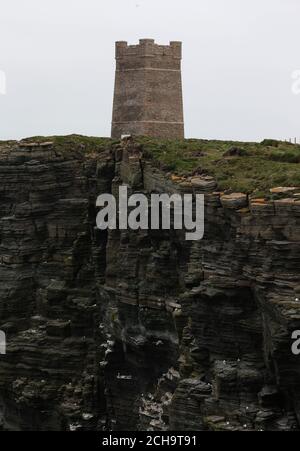 A general view of the cliff tops high above the sea at Marwick Head in Orkney where the tower built to honour the memory of Lord Kitchener stands.