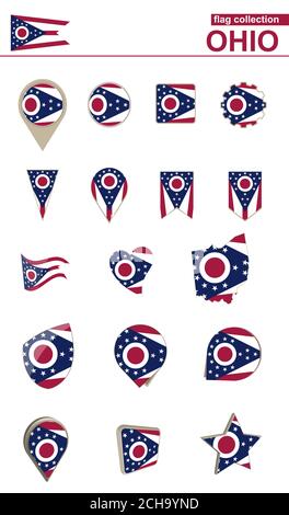 Cleveland Ohio map with American national flag illustration Stock ...