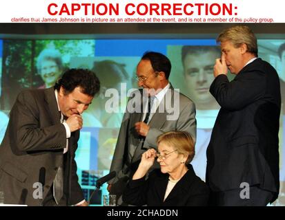 CAPTION CORRECTION - clarifies that James Johnson is in picture as an attendee at the event, and is not a member of the policy group. Members of the Conservative's Public Service Improvement policy group; Oliver Letwin MP (left), Baroness Perry, Chair of the group, and Andrew Lansley MP (right) at the Party's campaign headquarters in central London, Thursday January 5, 2006, with one of the attendees, James Johnson (second left) Chairman of the British Medical Association, . The group was launched today as part of party leader David Cameron's review of his party's policies in the key election  Stock Photo