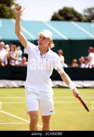 Denis Shapovalov In Action In The Boys Singles Final Against Alex De ...