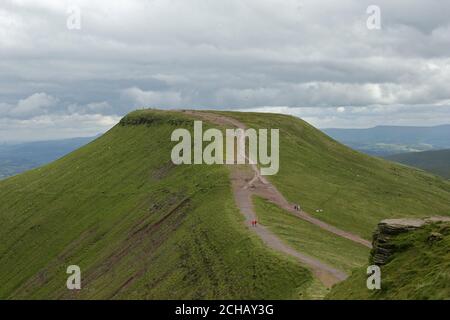 A view of the summit of Pen y Fan mountain from Corn Du, in Brecon Beacons National Park, Wales. PRESS ASSOCIATION Photo. Picture date: Tuesday July 12, 2016. Photo credit should read: Yui Mok/PA Wire Stock Photo