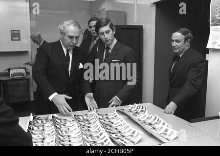 The Prince of Wales takes a tour of the Press Association. Stock Photo