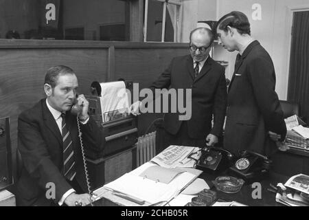 The Prince of Wales takes a tour of the Press Association. Stock Photo