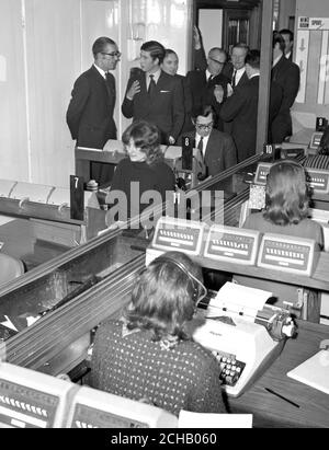 The Prince of Wales takes a tour of the Press Association. Stock Photo