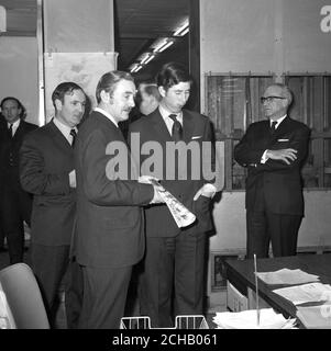 The Prince of Wales takes a tour of the Press Association. Stock Photo