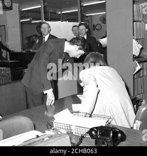 The Prince of Wales takes a tour of the Press Association. Stock Photo