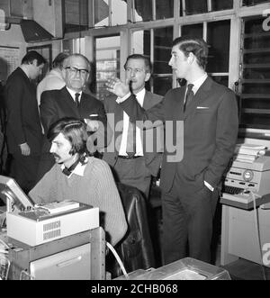 The Prince of Wales takes a tour of the Press Association. Stock Photo