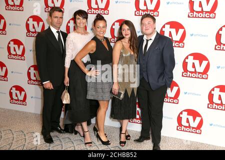 (left to right) Scott Maslen, Emma Barton, Luisa Bradshaw-White, Lacey Turner and Riley Carter Millington arriving for the TV Choice Awards 2016 held at The Dorchester Hotel, Park Lane, London. PRESS ASSOCIATION Photo. Picture date: Monday September 5, 2016. See PA story SHOWBIZ TVChoice. Photo credit should read: Daniel Leal-Olivas/PA Wire Stock Photo