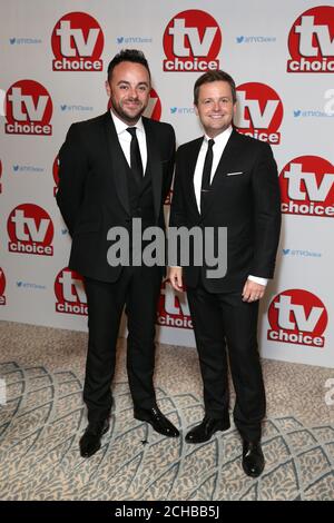 Anthony McPartlin and Declan Donnelly arriving for the TV Choice Awards 2016 held at The Dorchester Hotel, Park Lane, London. PRESS ASSOCIATION Photo. Picture date: Monday September 5, 2016. See PA story SHOWBIZ TVChoice. Photo credit should read: Daniel Leal-Olivas/PA Wire Stock Photo