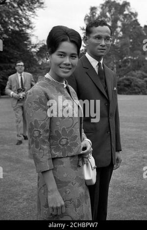 King Bhumibol and Queen Sirikit of Thailand at King's Beeches, Sunninghill, Berkshire. Stock Photo