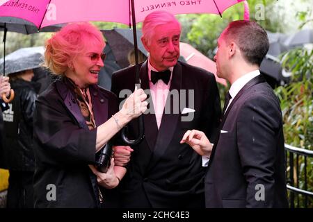 EDITORIAL USE ONLY Princess Michael of Kent, chair of ZSL development board Rupert Hambro and James Wren (right)attend the Zoological Society of London's annual international fundraising gala, Safari in the City, at ZSL London Zoo.  Stock Photo