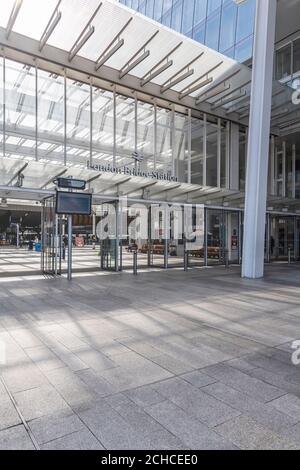 London Bridge Railway Station. Redesigned by architects Grimshaw. Removing tangled tracks adding a new station. All with the station still in use. Stock Photo