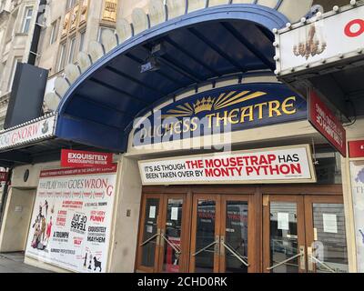 THE PLAY THAT GOES WRONG at the Duchess Theatre in London's Covent Garden is scheduled to recommence performances in the autumn of 2020. All UK theatres were obliged to close on government advice on 16th March 2020 in response to the Covid-19 pandemic. Stock Photo