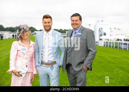 Chris Hughes arrives with his parents Val and Paul at this year's Epsom Derby Day as an official ambassador for Coral's #LoveRacing campaign, Surrey. PRESS ASSOCIATION. Photo. Picture date: Saturday June 2, 2018. Coral have entered Chris Hughes into the Best Western Hotels & Macmillan Ride of their Lives charity race at York Racecourse on June 16th. Photo credit should read: David Parry/PA Wire Stock Photo