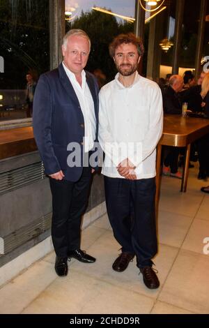 (left to right) Ben Evans, director of the London Design Festival, and designer Thomas Heatherwick, attending the presentation of the London Design Medals at the British Land Celebration of Design 2018, at Queen Elizabeth Hall, Southbank Centre in London. Stock Photo