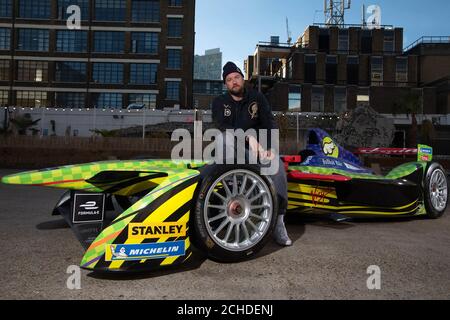 EDITORIAL USE ONLY Kaspersky Lab and Dean Stockton, better known by his alias D*Face, unveil the first ever Formula-E art car in East London.  Stock Photo