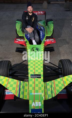 EDITORIAL USE ONLY Kaspersky Lab and Dean Stockton, better known by his alias D*Face, unveil the first ever Formula-E art car in East London.  Stock Photo