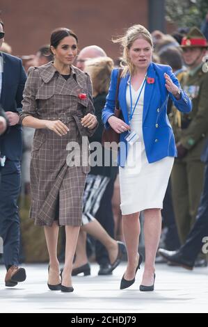 The Duchess of Sussex with her Private Assistant Secretary Amy Pickerill (right) in Wellington, on day one of the royal couple's tour of New Zealand. PRESS ASSOCIATION Photo. Picture date: Sunday October 28, 2018. See PA story ROYAL Tour. Photo credit should read: Dominic Lipinski/PA Stock Photo