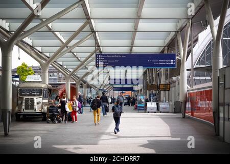 London, UK - April 17, 2019 - One of entrances to London Paddington railway station Stock Photo
