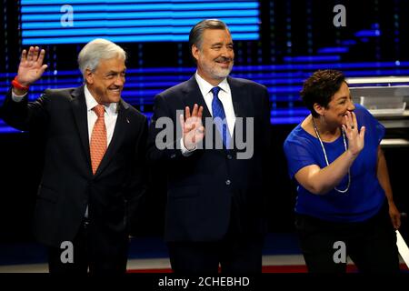 Chilean Presidential Candidates Attend A Live Televised Debate L R Sebastian Pinera From Chile Vamos Let S Go Chile Coalition Alejandro Guillier From Government Coalition And Beatriz Sanchez From Frente Amplio Wide Front Coalition In Santiago