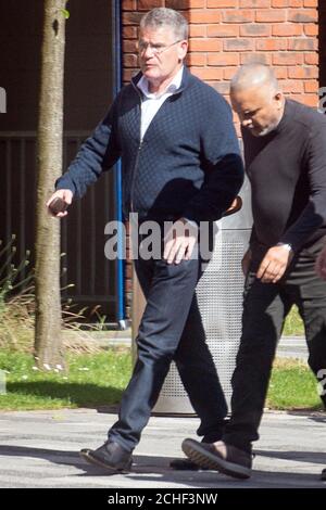 Irish businessman Thomas Kavanagh (left), after leaving Stoke-on-Trent Crown Court, as the jury has retired to consider its verdict in his trial where he is accused of having a '10,000-volt' stun gun disguised as a torch in his house. Stock Photo