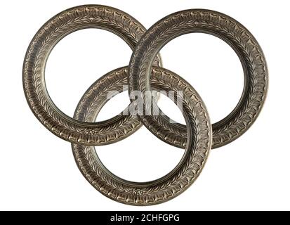 Metal frame ornamental mirror on seamless white background Stock Photo
