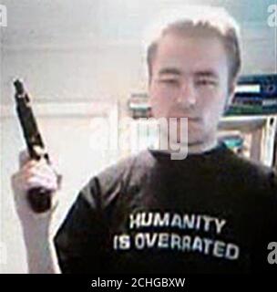 Picture taken from internet website YouTube of teenage gunman, Pekka-Eric Auvinen, who is believed to be responsible for shooting dead at least seven people at a Finnish school. Stock Photo