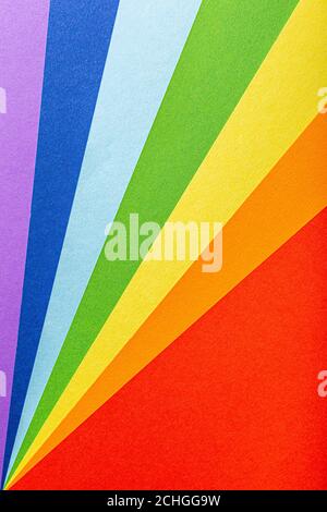 Paper rainbow colored rays stripes background Stock Photo