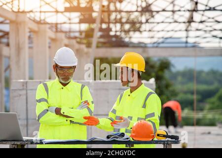 Construction site, the supervisor and engineering  working with in the construction site Stock Photo