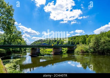 Werra river in Wanfried, Germany Stock Photo