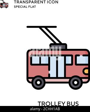Trolley bus vector icon. Flat style illustration. EPS 10 vector. Stock Vector