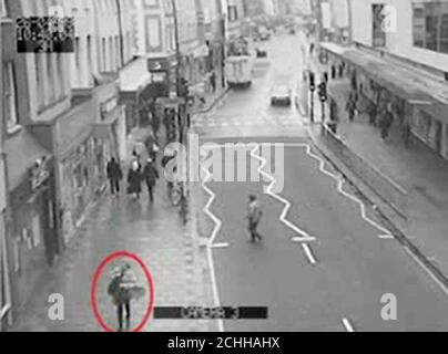 CCTV video still issued by the Metropolitan Police of BBC presenter Jill Dando, 37, walking up King Street, west London. Stock Photo