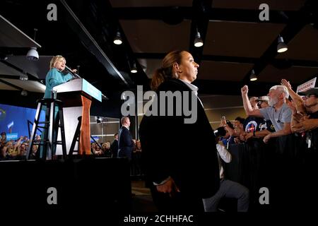 Democratic U.S. presidential nominee Hillary Clinton speaks to supporters at the International Brotherhood of Electrical Workers (IBEW), Local 357, union hall in Las Vegas, Nevada, U.S., August 4, 2016. REUTERS/Steve Marcus