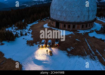 'Pamir' - abandoned secret Army radar station. In the Carpathians, on the border with Romania Stock Photo