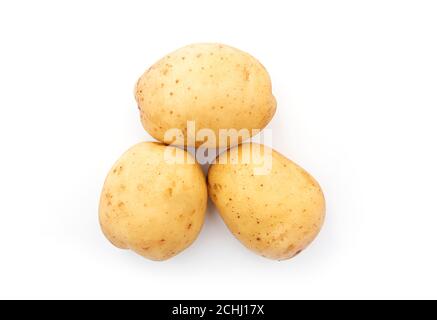 Raw potatoes isolated on white Stock Photo