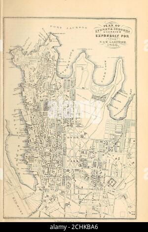 . Bailliere's New South Wales gazetteer and road guide : containing the most recent and accurate information as to every place in the colony : with map . wasfilled in or covered over, and disappeared also. Sydney was, for nearly 50 years, thegate of the Australian settlements, and through it all business was transacted withthe mother country, and all additions to the population by immigration were made,and, rising in wealth and importance, it was soon regarded as the chief British cityof the southern hemisphere. But this prospective greatness not having been dulyestimated by the original found Stock Photo