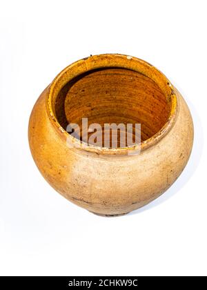 Ceramic clay jug on a white background. Stock Photo